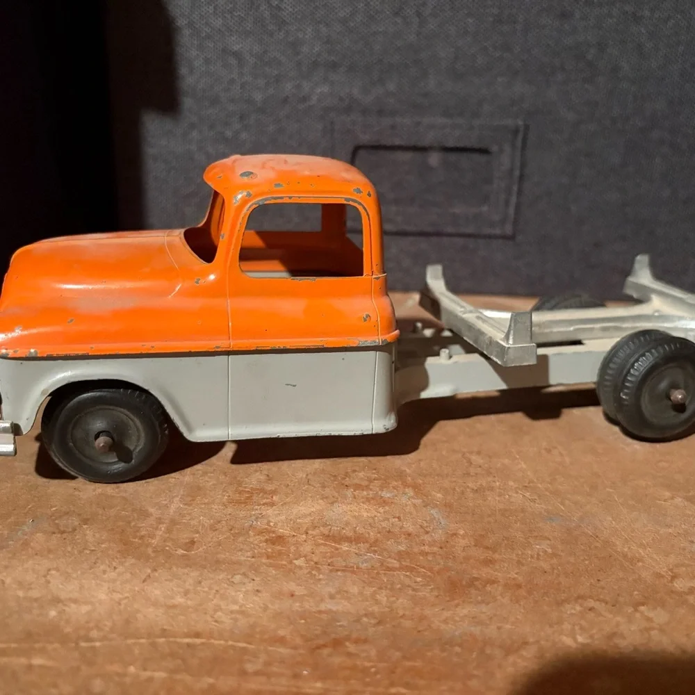 Vintage die cast Orange and Gray Toy Truck - Picture 1 of 3